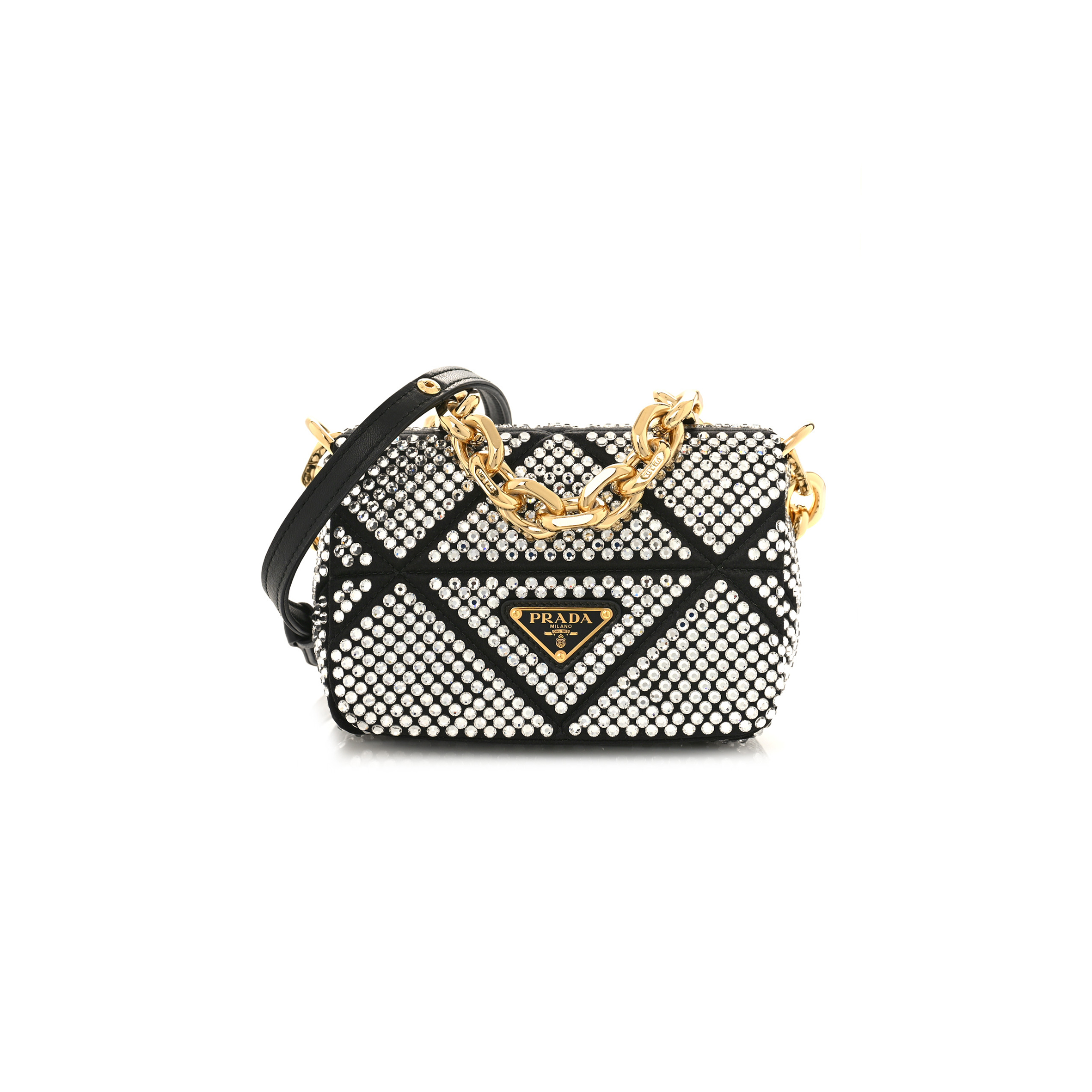 Pra*a crystal mini bag with chain black 1bd329 (17*11.5*6cm)